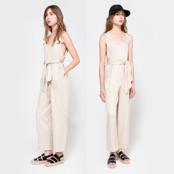 Shaina Mote Lyocel Ecru Tie Back Jumpsuit - Picture 3 of 9